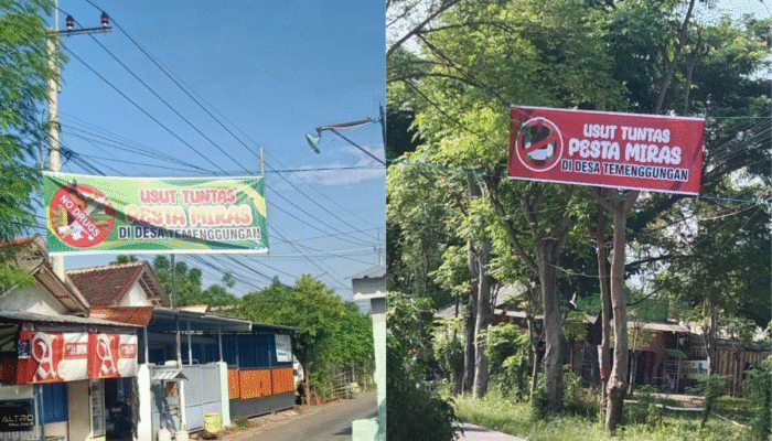 Spanduk Protes Muncul, Warga Temenggungan Probolinggo Desak Penuntasan Kasus Miras di Rumah Kades