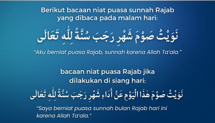 Niat Puasa Sunnah Rajab Lengkap Arab, Latin, dan Artinya