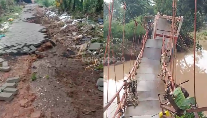 Jembatan Gantung Akses Anak Sekolah di Banjarsari Probolinggo Rusak Parah Diterjang Banjir