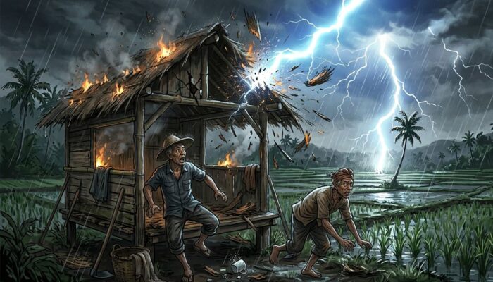 Berteduh di Gubuk Sawah, Dua Petani Probolinggo Tewas Disambar Petir