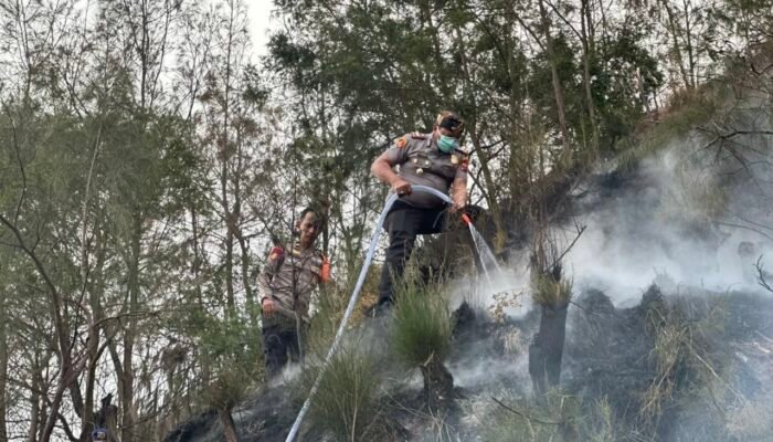 Cegah Api Meluas, Polda Jatim Gerak Cepat Tangani Titik Api di Kawasan Bromo